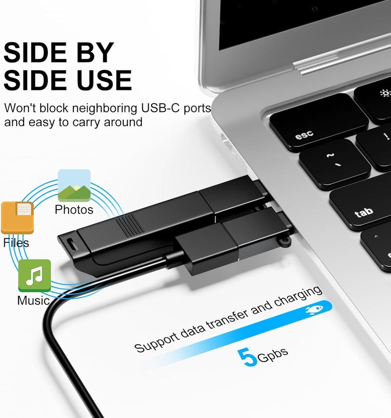 BaseNew Store USBC Adapters 8 Pack,Type C to USB Adapter,USBC USBA Male Female Adaptor,C to USB 3.0 OTG Converter for iPhone 15 14 13,MacBook,iPad,Charger,Black - Image 4